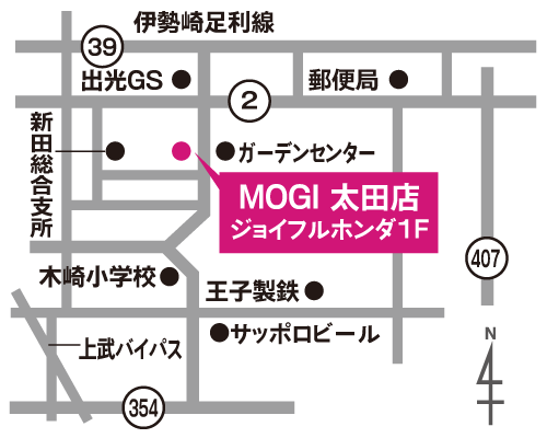 モギカバン太田店の地図